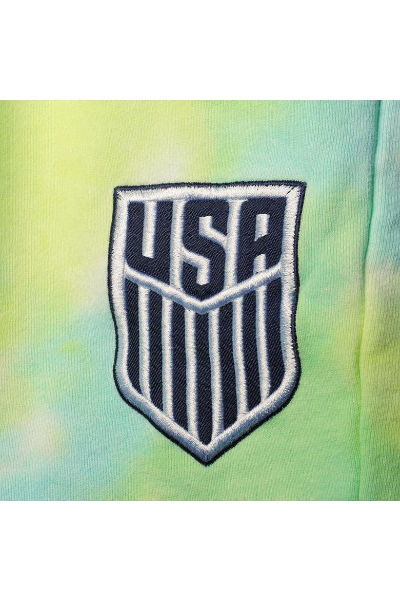 Men's 5th & Ocean by New Era Light Blue/White USMNT Ice-Dye Fleece Shorts, Alternate, color, Light Blue