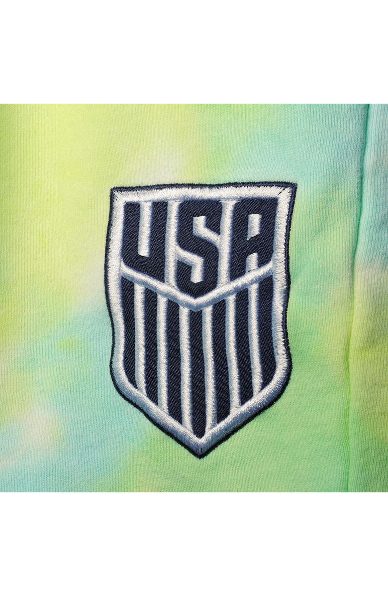 5TH AND OCEAN BY NEW ERA Men's 5th & Ocean by New Era Light Blue/White USMNT Ice-Dye Fleece Shorts, Alternate, color, 