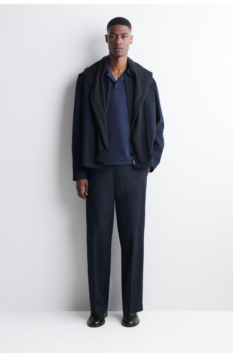 COS Jersey-Bonded Cotton-Twill Polo Shirt, Alternate, color, Navy