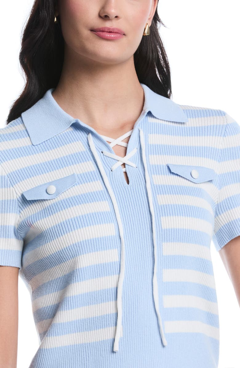 Laundry by Shelli Segal Tie Front Short Sleeve Top, Alternate, color, Skyway