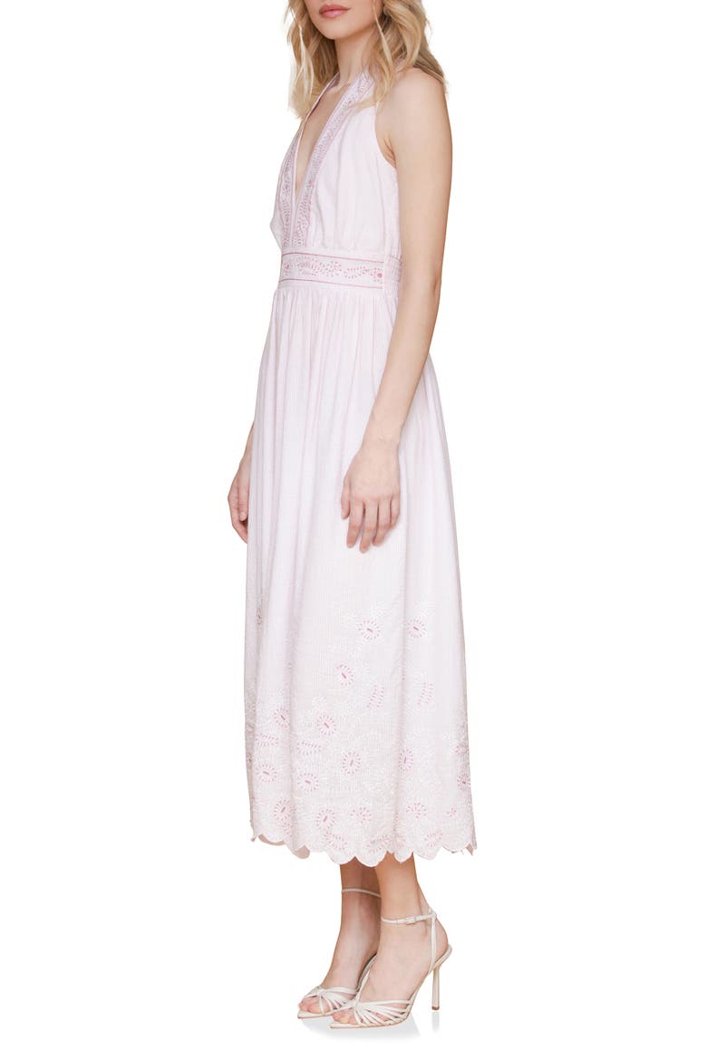 Embroidered Cotton Maxi Dress, Alternate, color, BARELY PINK
