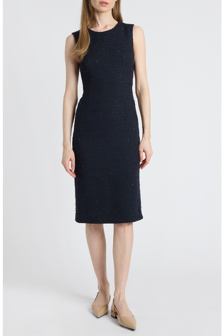 Britta Midi Sheath Dress in Luxury Tweed, Main, color, MIDNIGHT