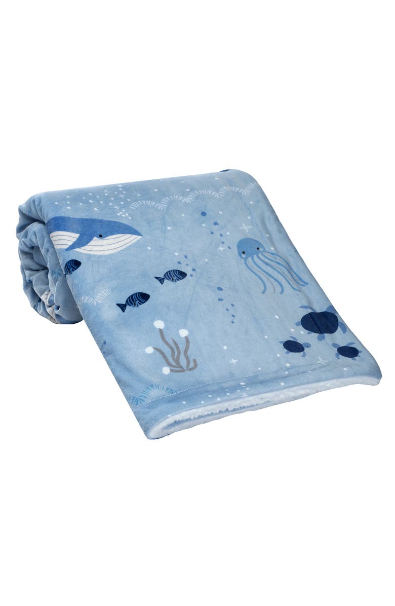 Lambs & Ivy Bubbles & Squirt Ocean/Aquatic Whale Soft Fleece Baby Blanket, Alternate, color, Blue