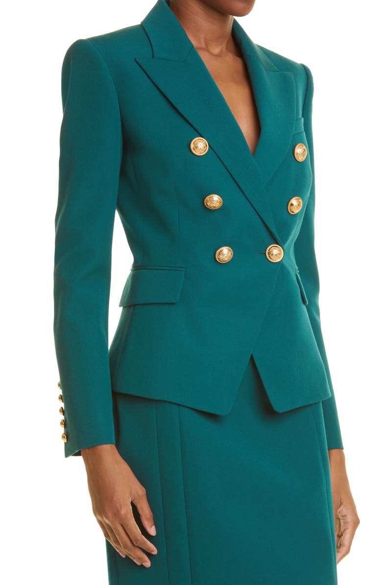 Balmain Women's Wool Double Breasted Blazer, Alternate, color, 