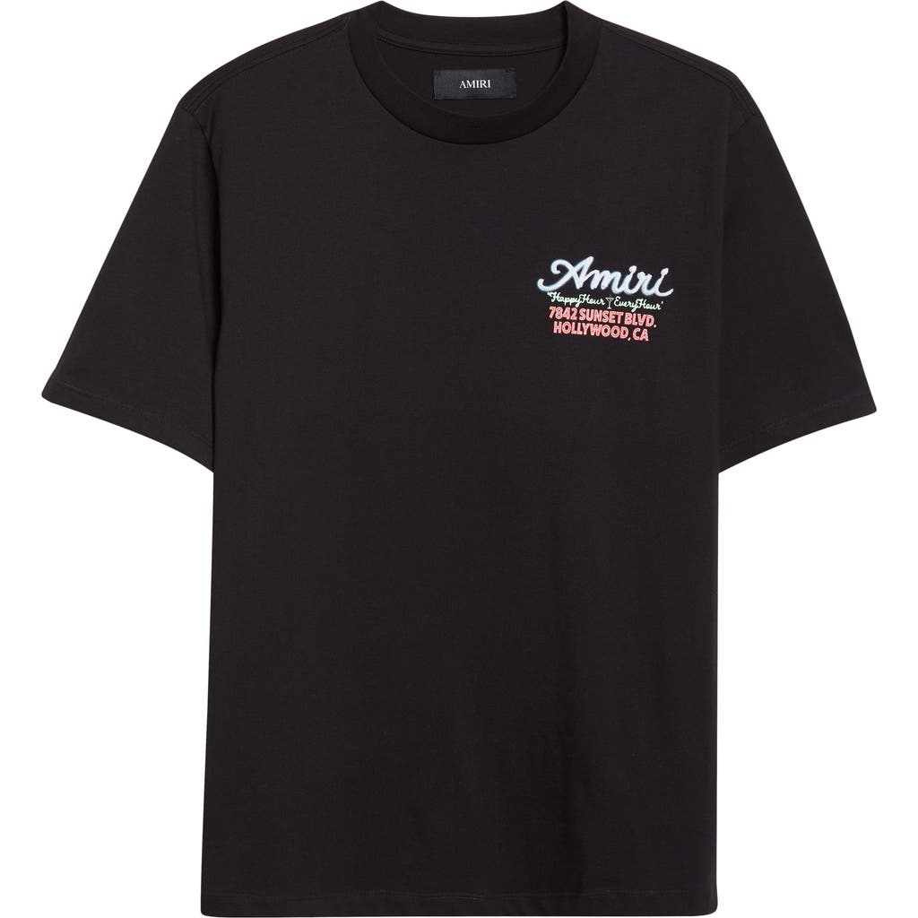 Amiri Mens Neon Lights Graphic-print Cotton T-shirt Black Xl In Black