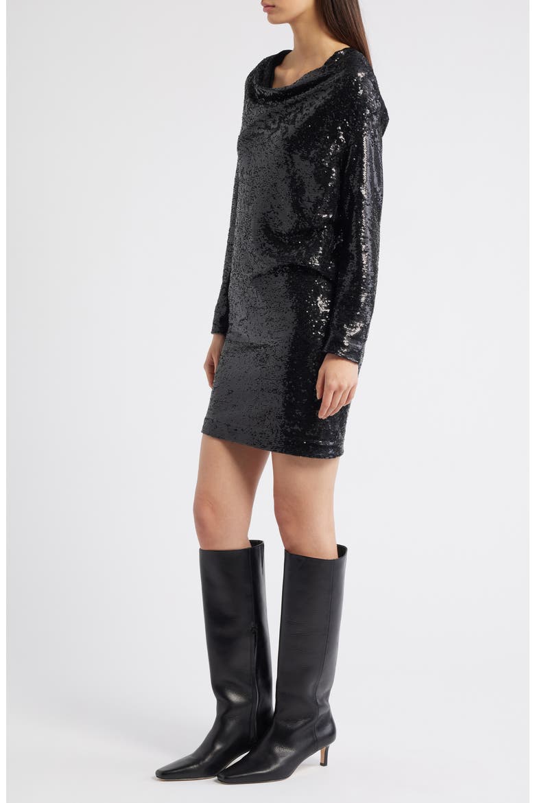 Ebiba Sequin Long Sleeve Dress, Alternate, color, BLK
