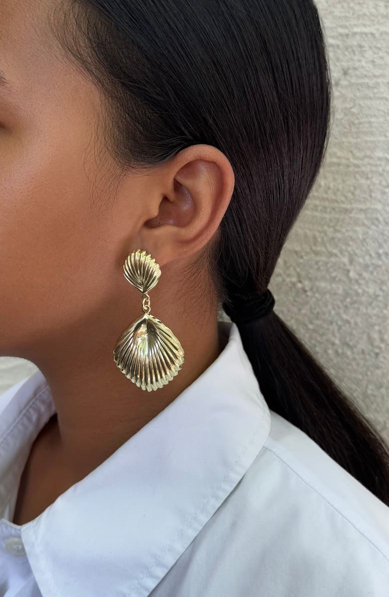 Adornia Shell Inspired Drop Earrings, Alternate, color, Gold