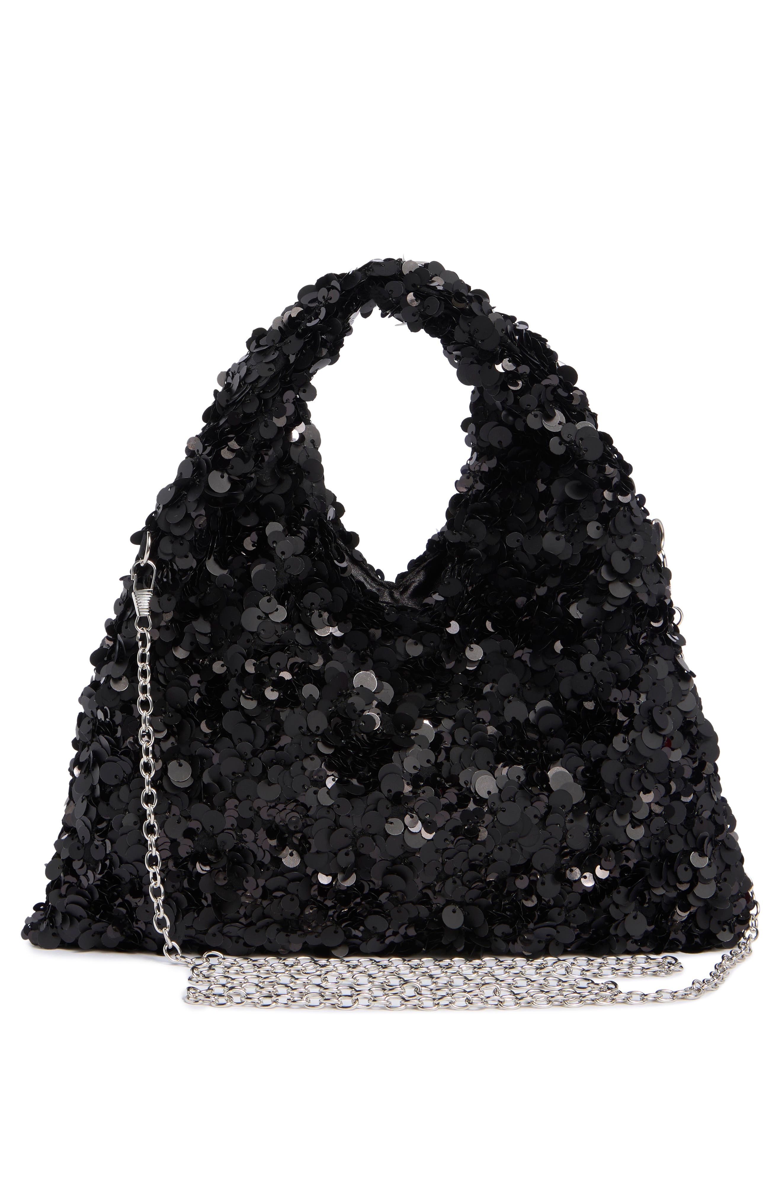 Jessica McClintock Fern Sequin Clutch, Alternate, color, Black