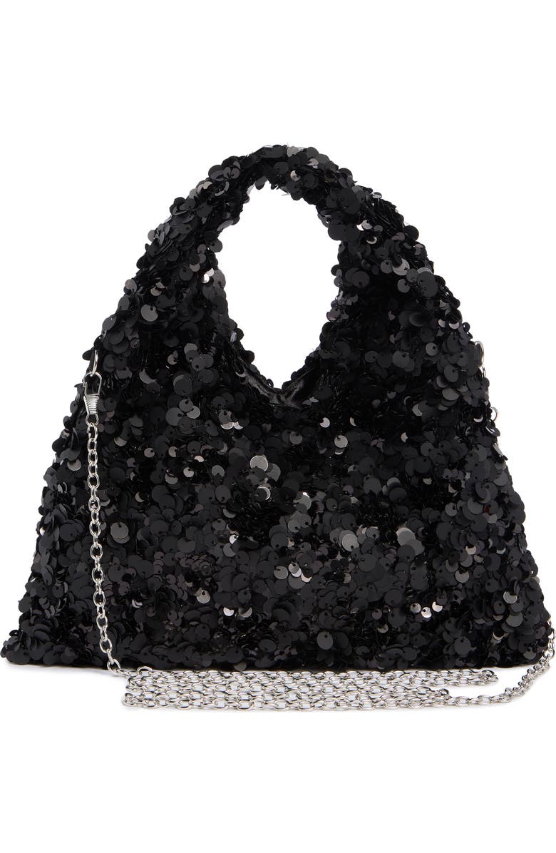 Jessica McClintock Fern Sequin Clutch, Alternate, color, Black