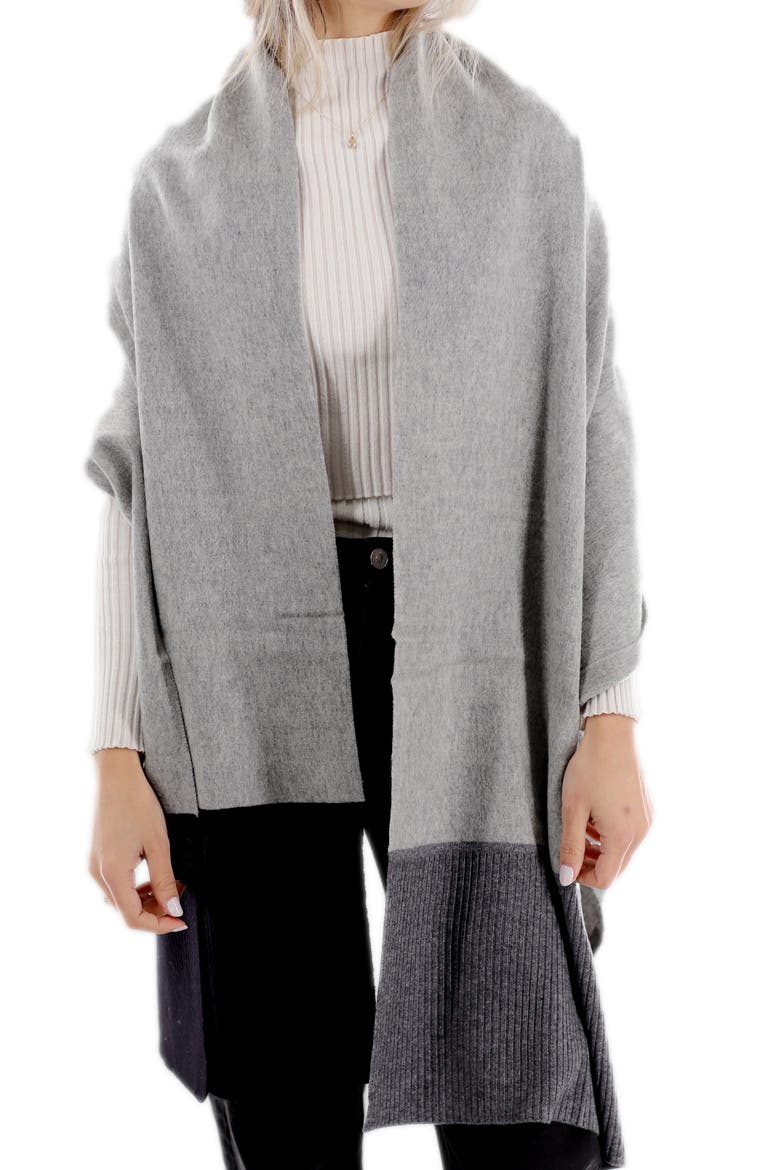 Cashmere Three-Tone Scarf, Alternate, color, GREY/BLACK