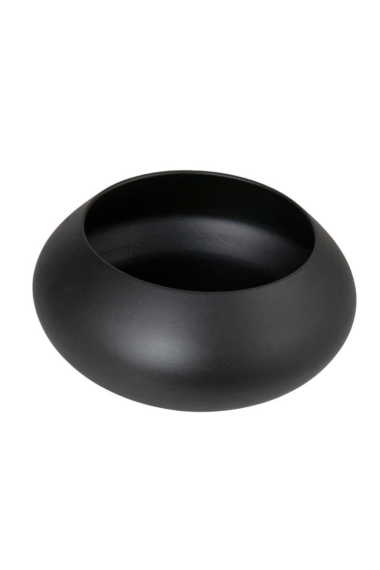 Minimalist Round Mango Wood Bowl, Black, Main, color, Black