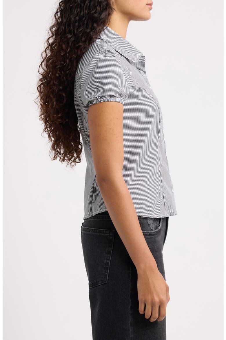 Clover Stripe Short Sleeve Button-Up Shirt, Alternate, color, BLACK STRIPE