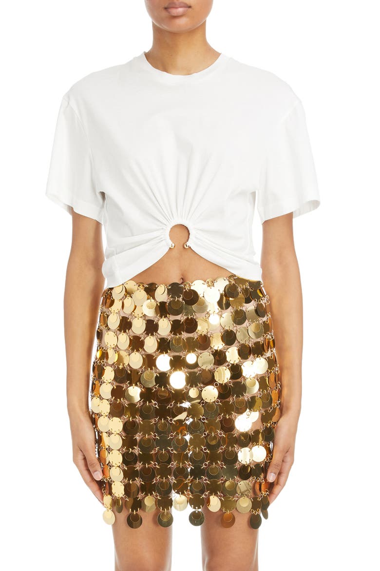 Hardware Detail Cotton T-Shirt, Main, color, OFF WHITE