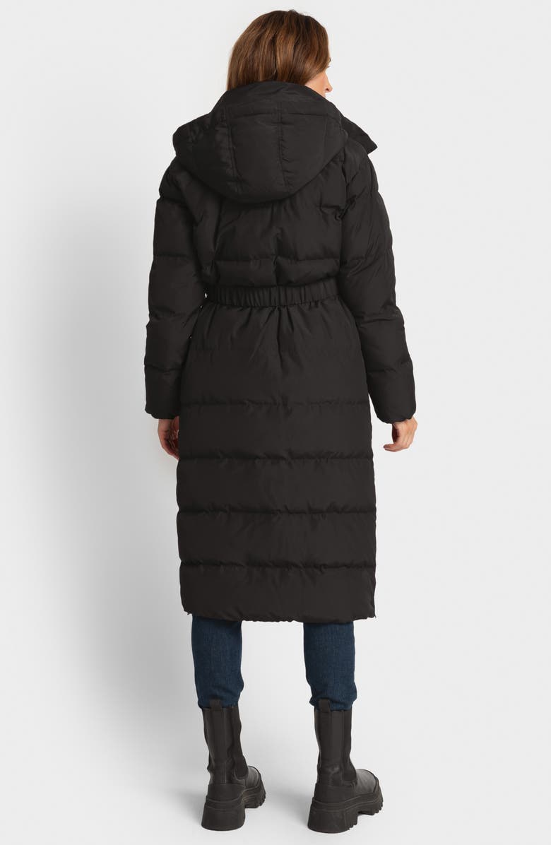 Seraphine Belted Maternity Puffer Jacket with Removable Faux Fur Trim Hood, Alternate, color,