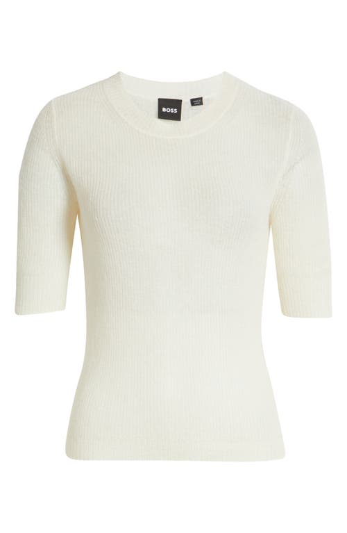Hugo Boss Boss Fusionana Short Sleeve Sweater In Open White