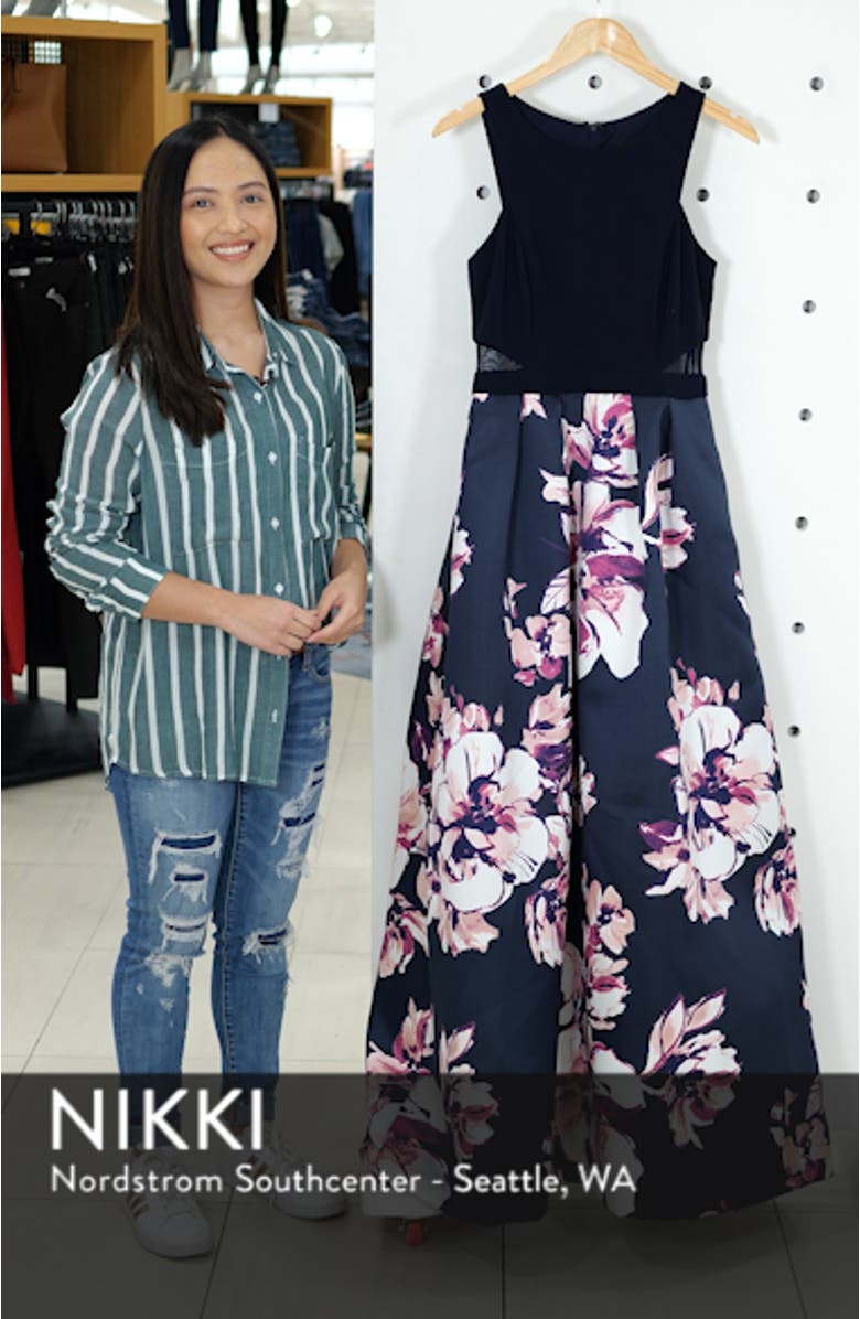 Xscape Floral Evening Dress, sales video thumbnail