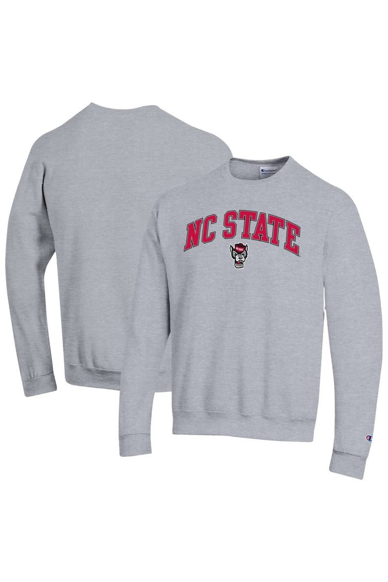 Men's Champion  Heather Gray NC State Wolfpack Arch Over Logo Pullover Sweatshirt, Main, color, Heather Gray