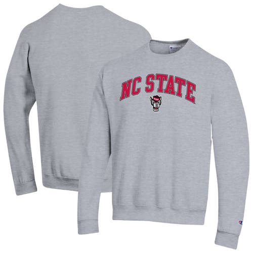 Champion Heather Gray Nc State Wolfpack Arch Over Logo Pullover Sweatshirt