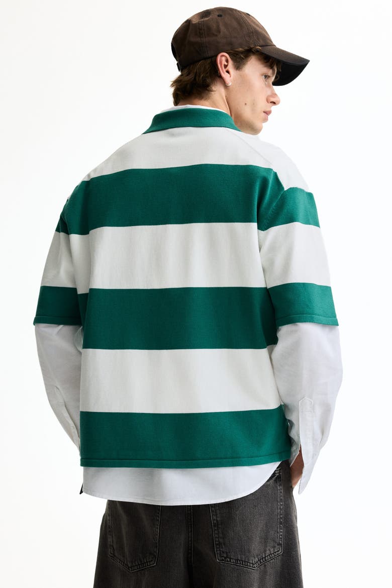 Loose-fit Polo Shirt, Alternate, color, Green/striped