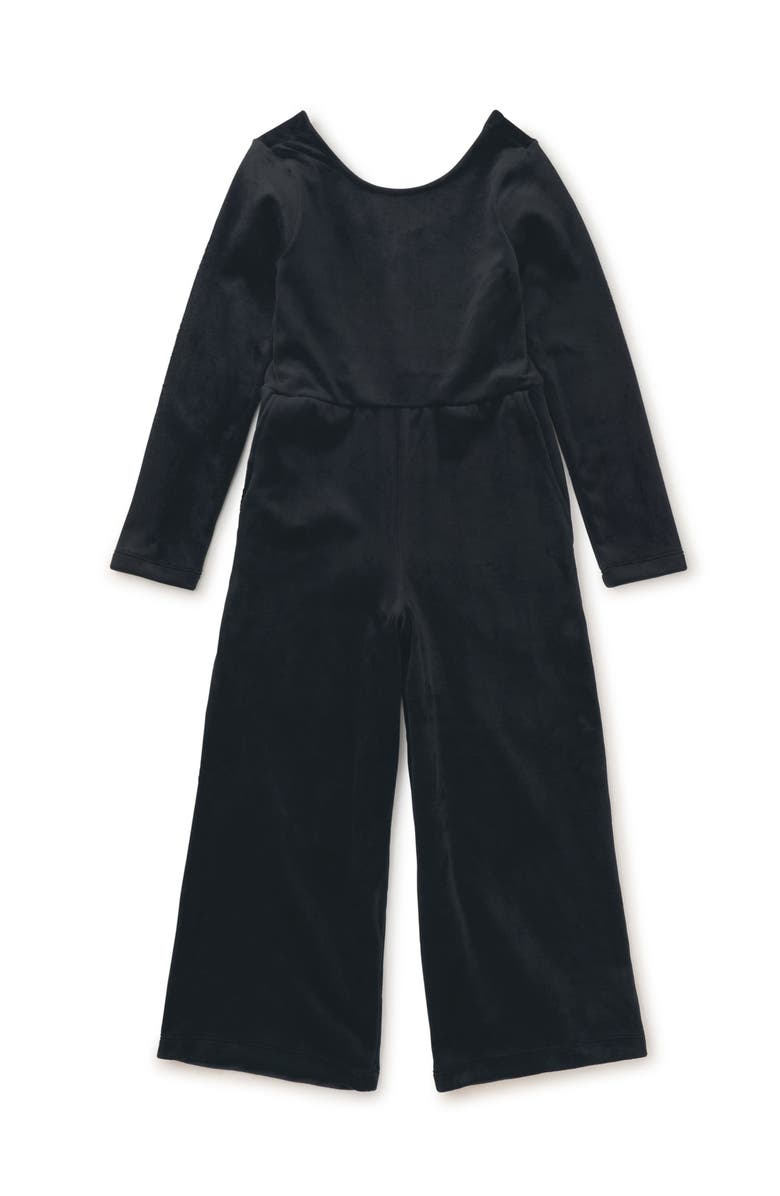 Tea Collection Just for Kicks Velour Jumpsuit, Main, color, Jet Black