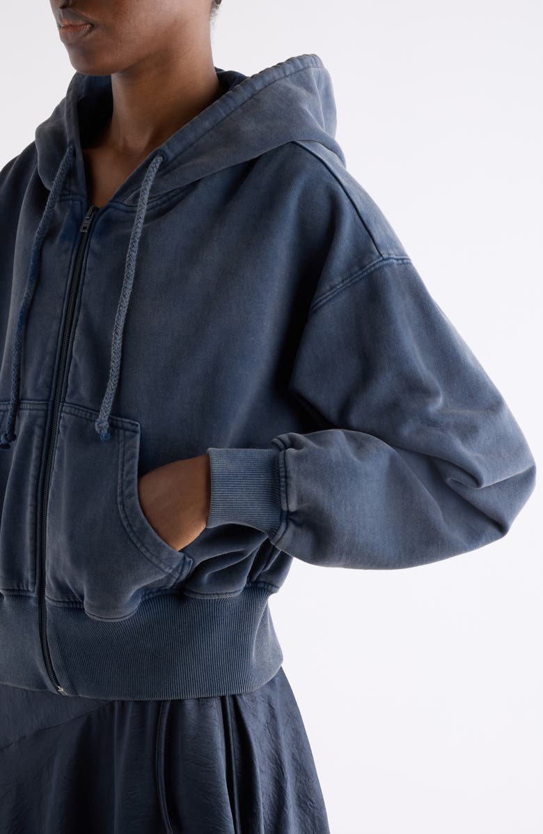 Acne Studios Felly Logo Embossed Zip Hoodie, Alternate, color, Navy Blue