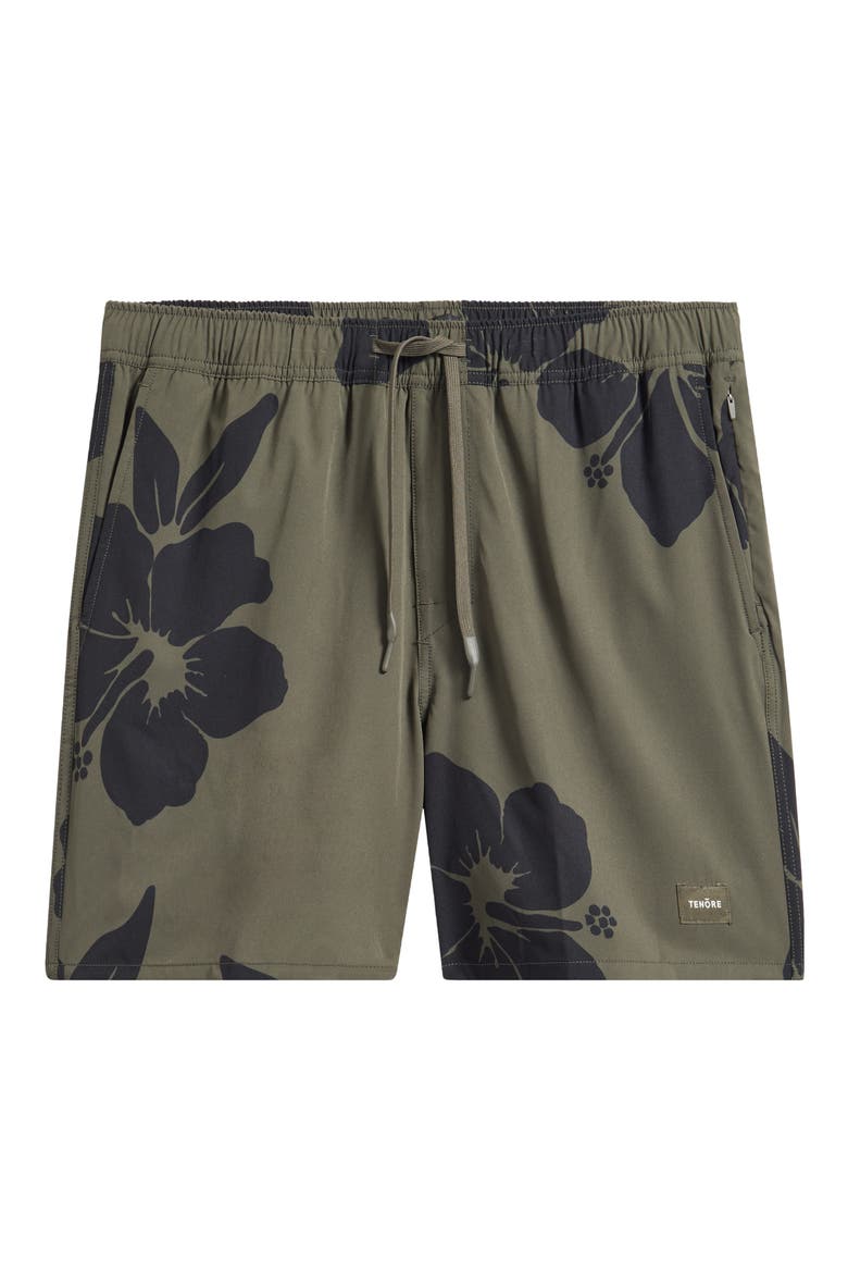 Print Day Swim Trunks, Alternate, color, GREEN