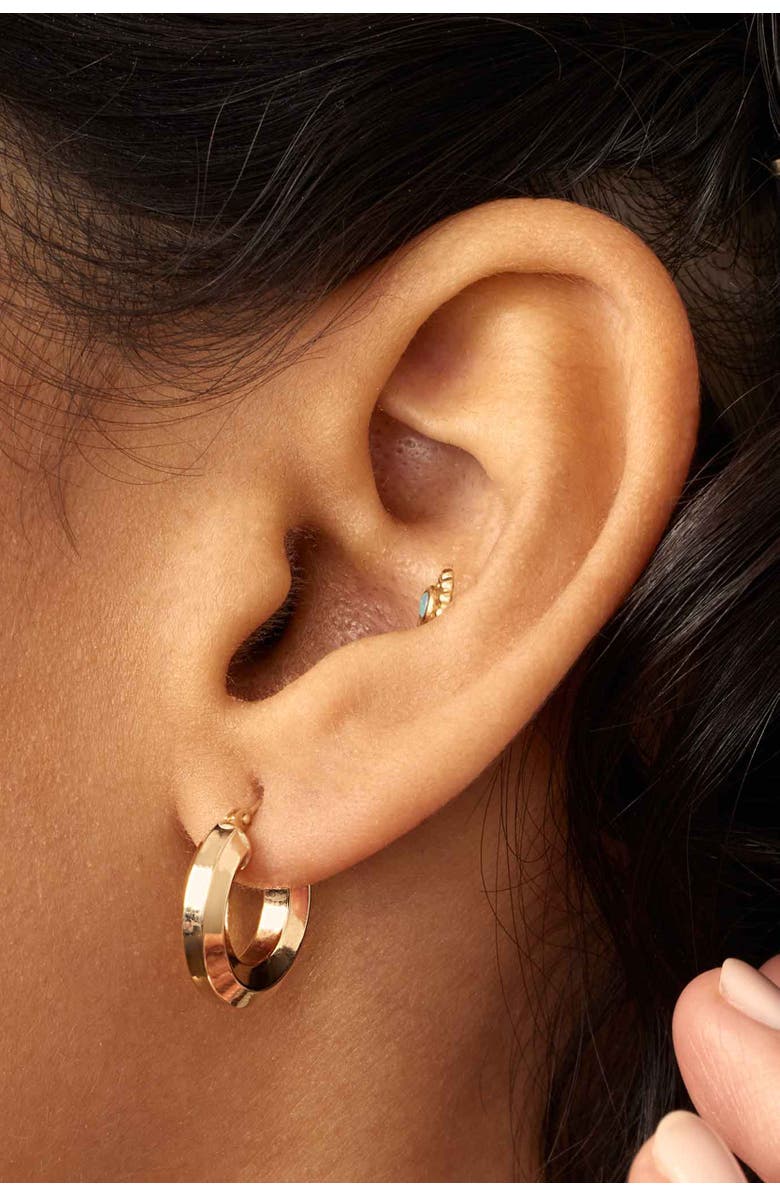 Oradina 14K Gold Clean Cut Hoops Earrings, Alternate, color, Yellow Gold - 16Mm