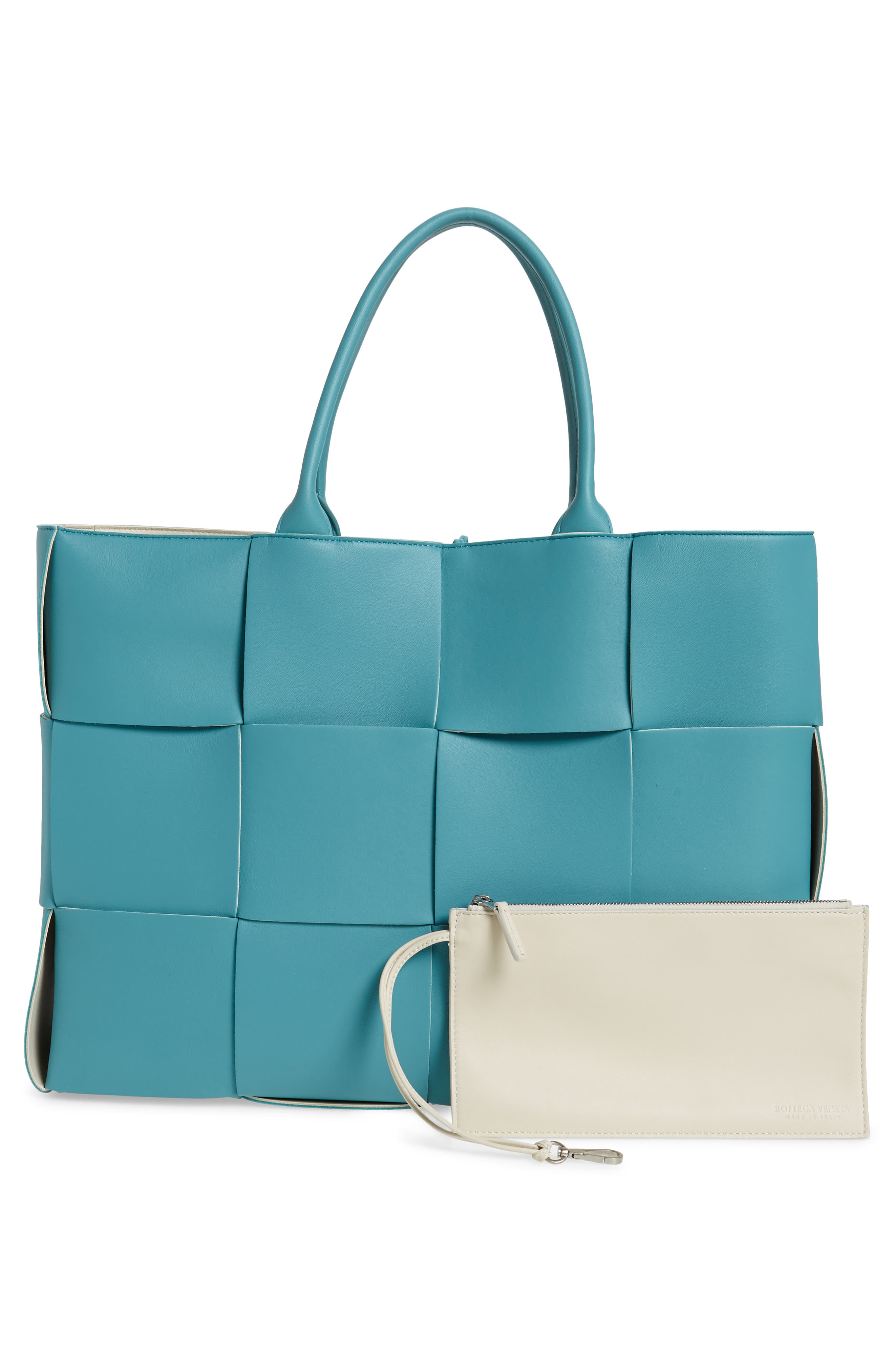 Large Arco Intrecciato Leather Tote, Alternate, color, LINOLEUM/ PLASTER