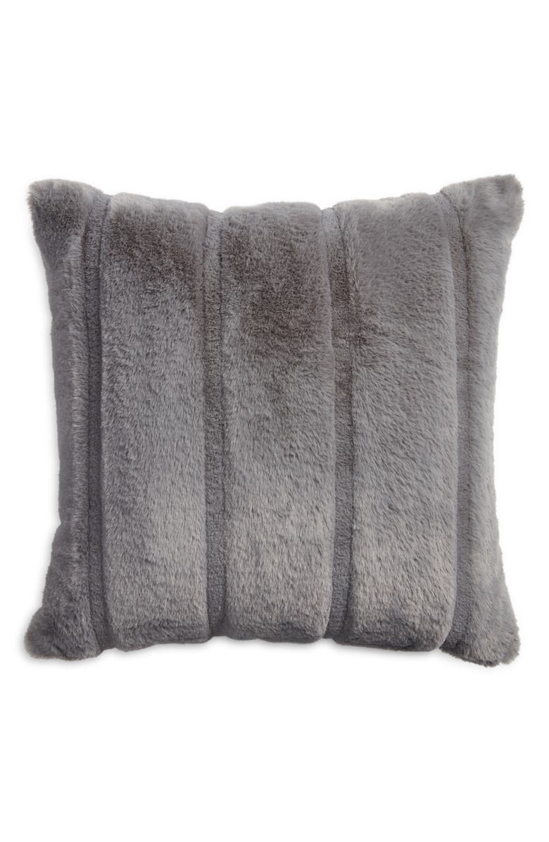 Nordstrom Jacquard Stripe Faux Fur Accent Pillow, Main, color,