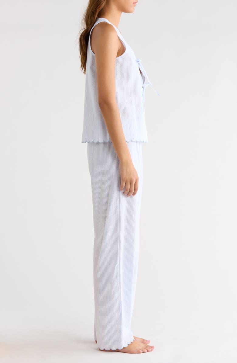 French Connection Stripe Scallop Edge Cotton Pajamas, Alternate, color, Blue/ White Stripe