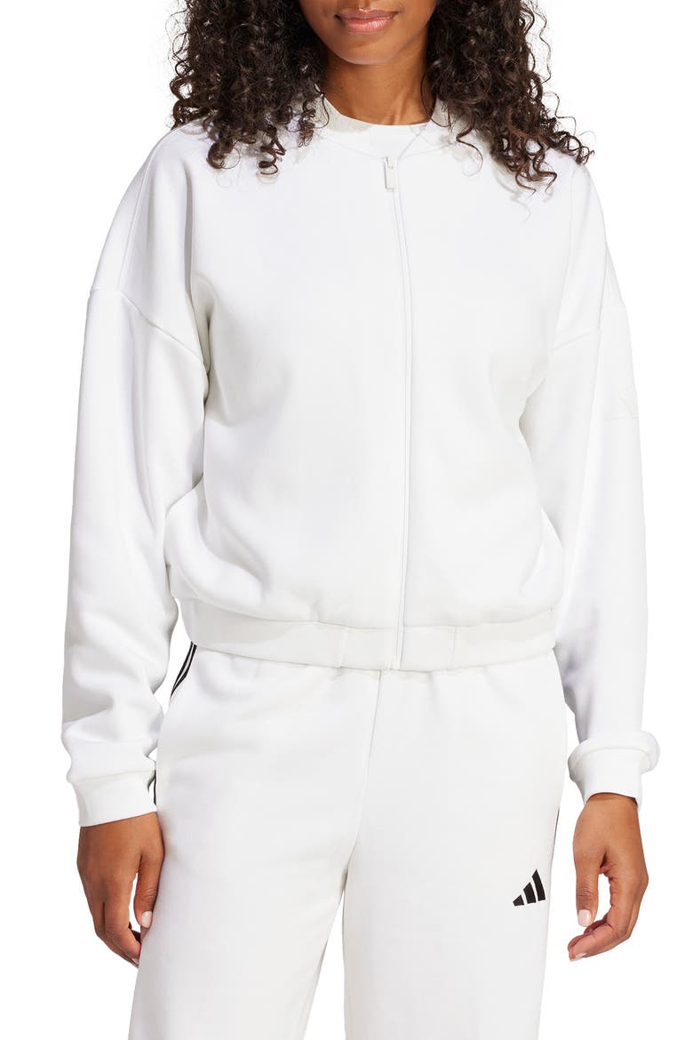 Fleece Bomber Jacket, Main, color, WHITE