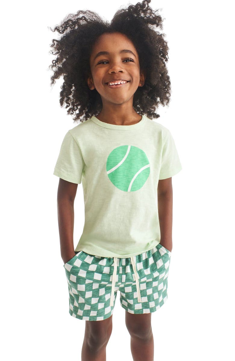Primary Kids Park Short In Check, Alternate, color, Sunwashed Teal White Checks