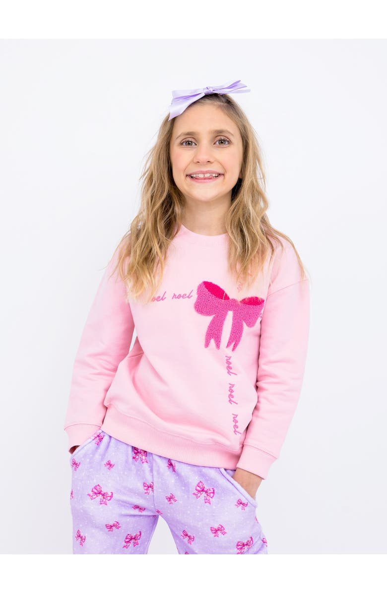 Preppy Goose Holiday Bow Noel Sweatshirt, Main, color, Light Pink