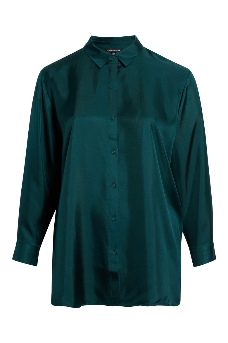 Silk Classic Collar Shirt, Main, color, KELP