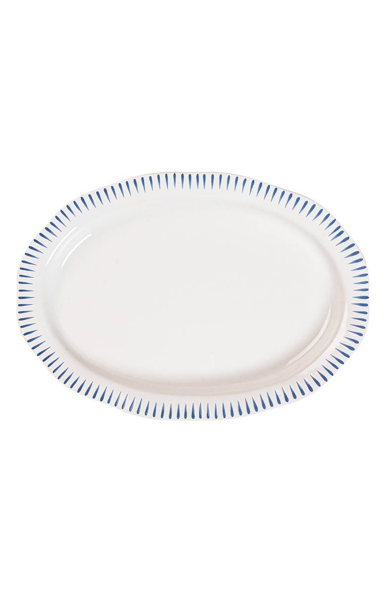 Juliska Sitio Stripe 17-Inch Platter, Main, color, Whitewash/ Delft Blue