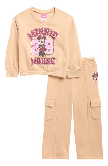 Assorted X Disney® Kids' Minnie Mouse Sweatshirt & Joggers Set In Beige