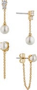 Nadri Dot Dot Dot Set of 2 Imitation Pearl Stud Drop Earrings