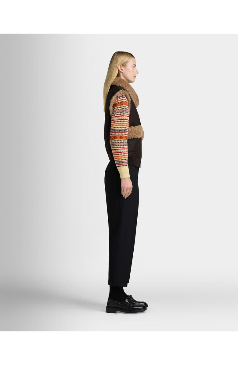Bally Winter Capsule Vest in Leather And Shearling, Alternate, color, Brown