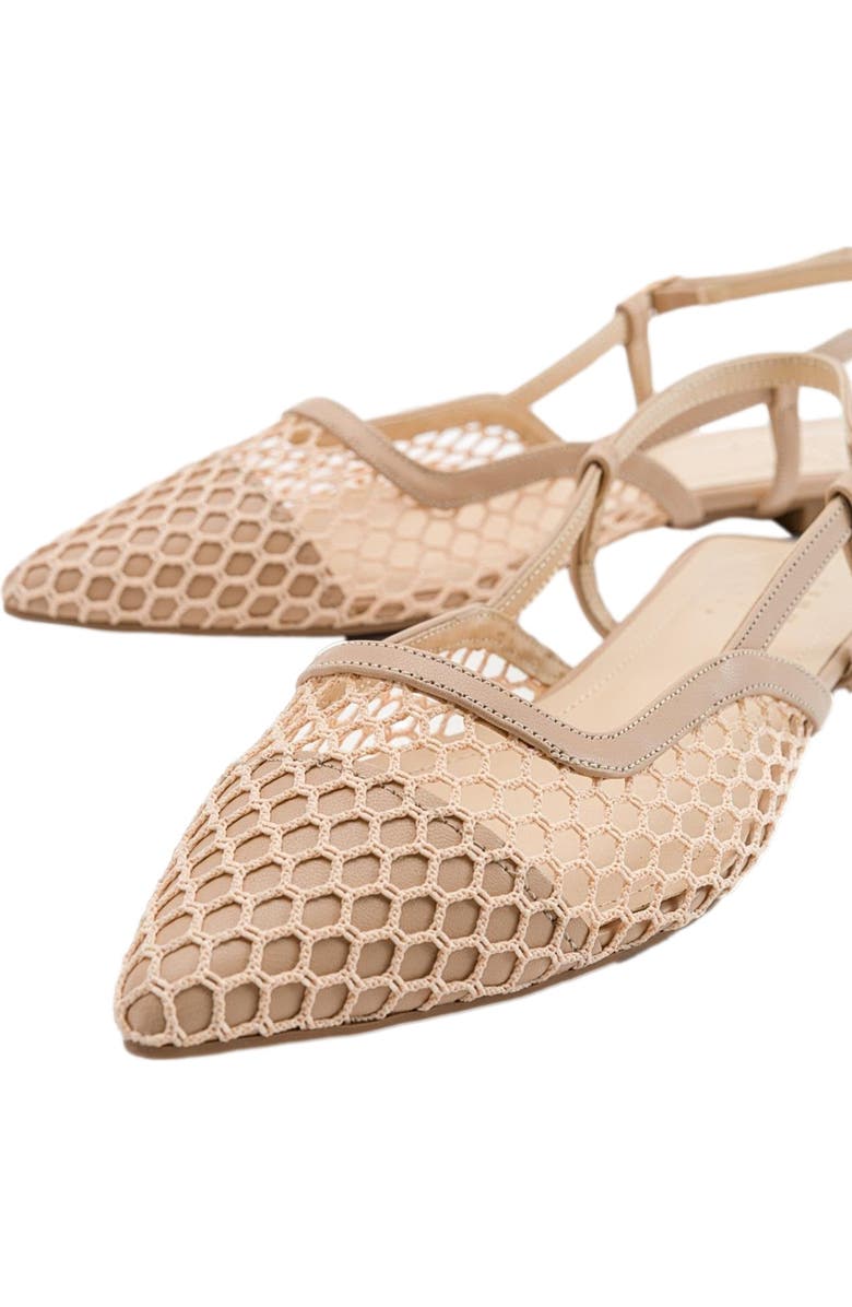 Prologue Shoes Brace Blue Mesh Flat Sandal, Alternate, color, Beige Faux Leather