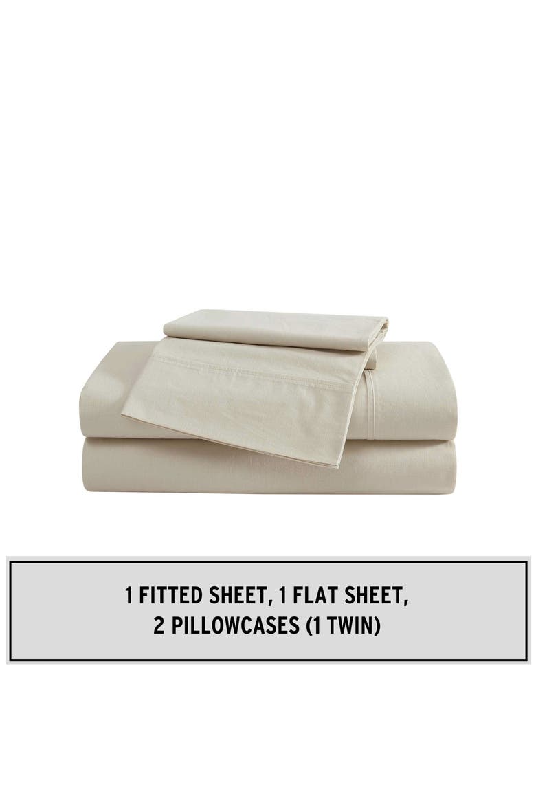 Solid 180 Thread Count Cotton Percale Sheet Set, Alternate, color, OYSTER GREY