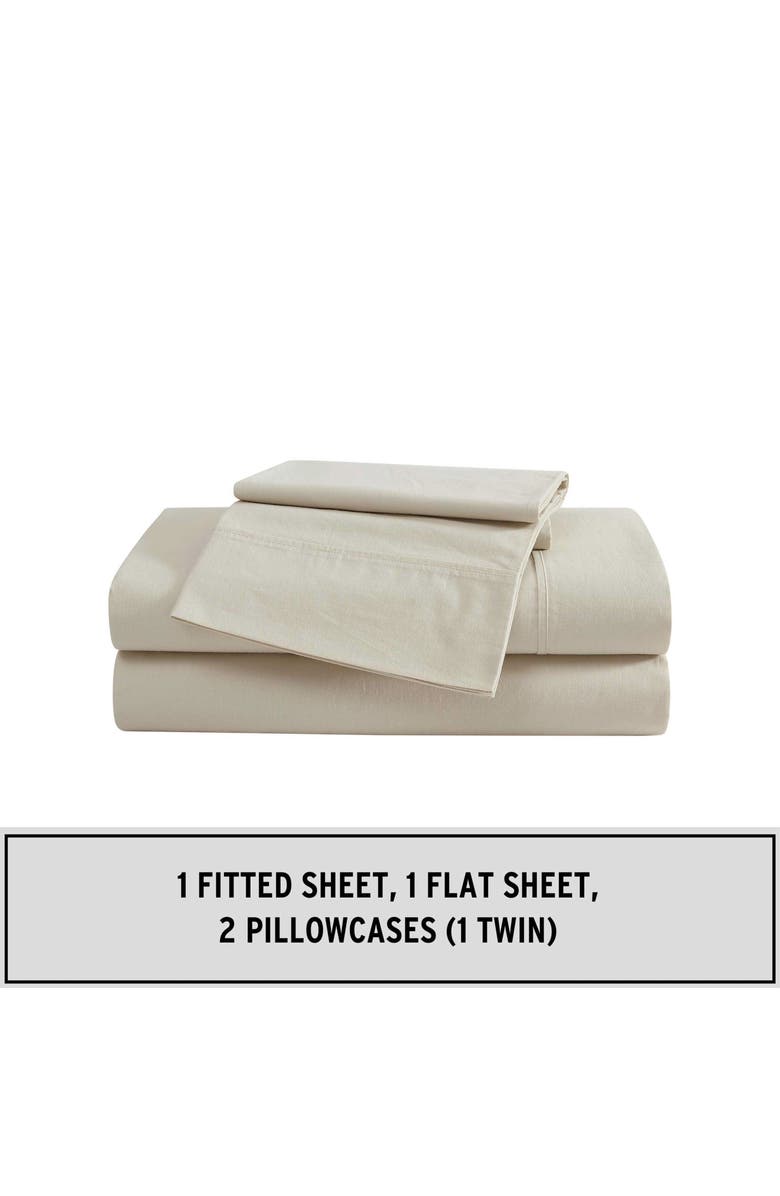 Eddie Bauer Solid 180 Thread Count Cotton Percale Sheet Set, Alternate, color, Oyster Grey