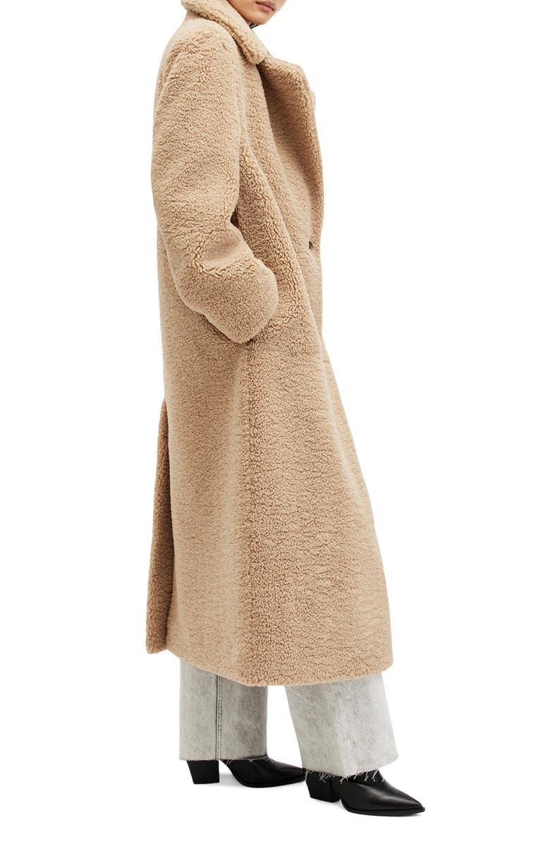 AllSaints Freddie Double Breasted Faux Fur Coat, Alternate, color, 