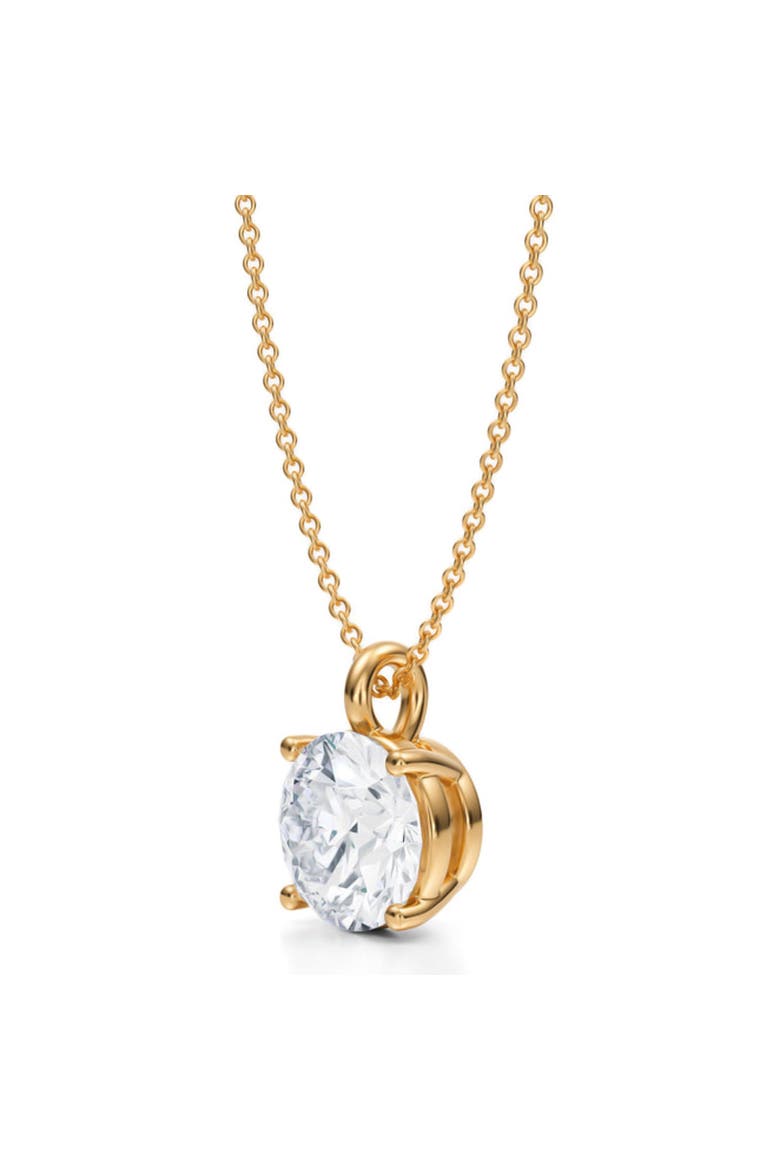 Round Solitaire Lab Diamond Pendant Necklace 14K 3.00ct, Alternate, color, Yellow Gold