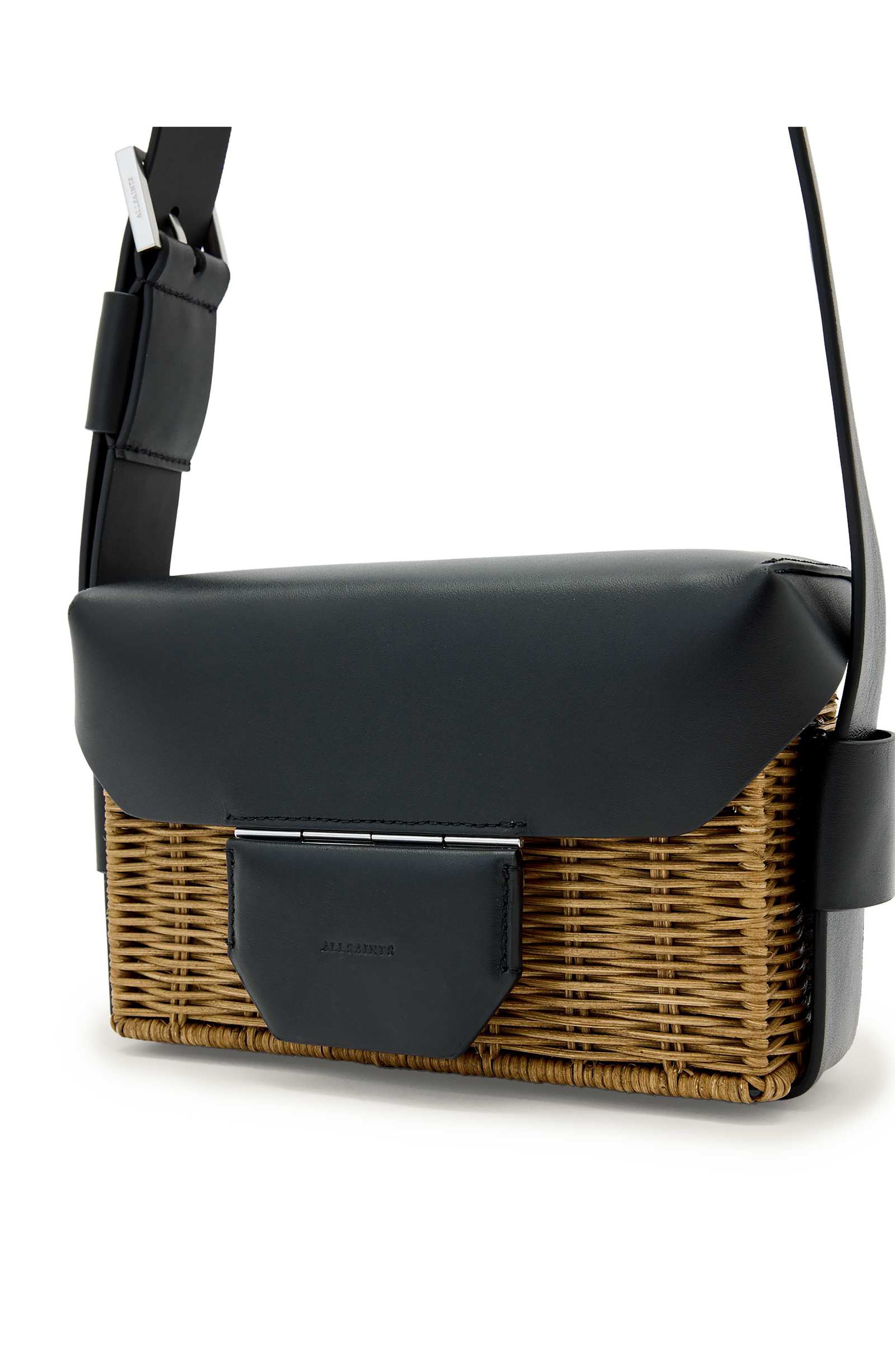 Monique Wicker Crossbody, Alternate, color, BISCUIT/ BLACK