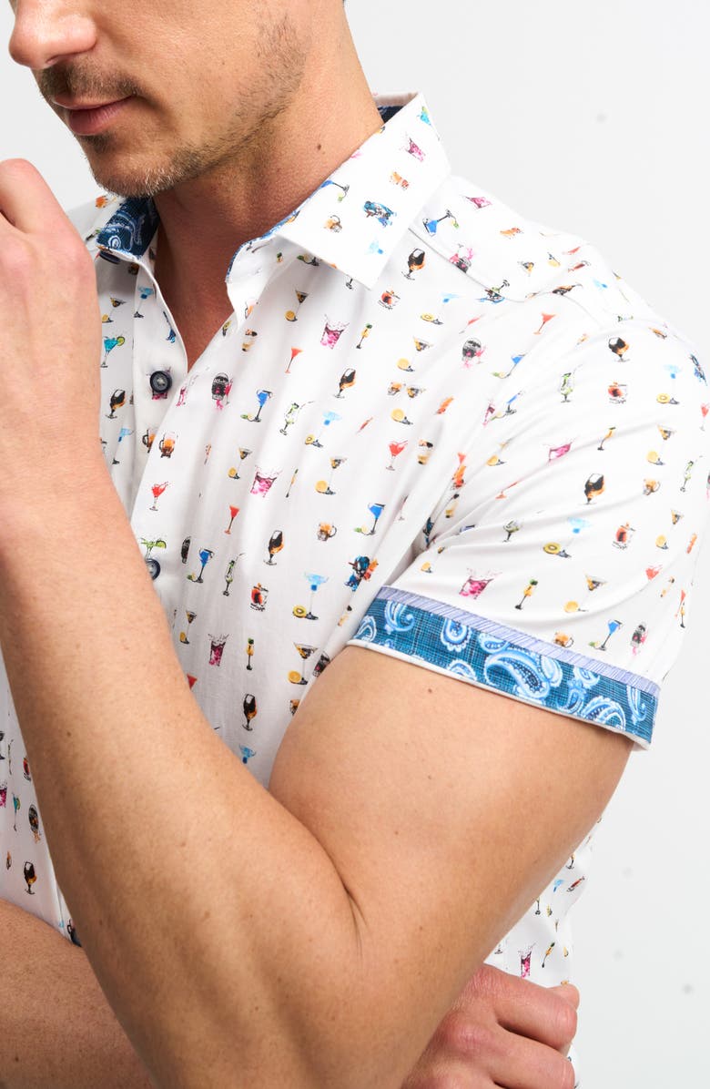 Robert Graham Booze Cruise Classic Fit Short Sleeve Cotton Button-Up Shirt, Alternate, color, White