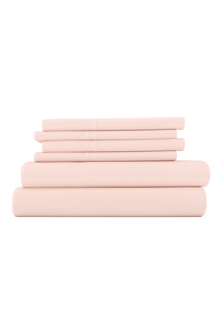 Premium Ultra Soft 6 Piece Microfiber Solid Sheet Set, Main, color, BLUSH