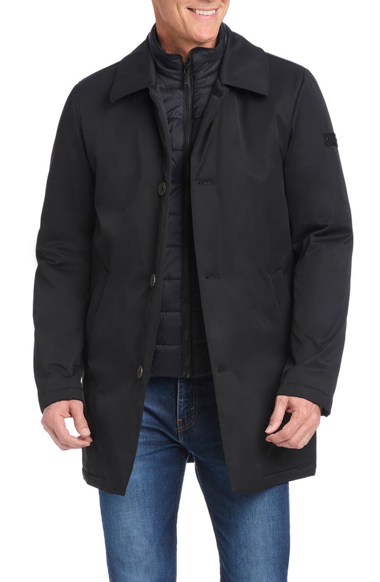 Vince Camuto Rain Tek Coat with Removable Bib, Alternate, color, Black
