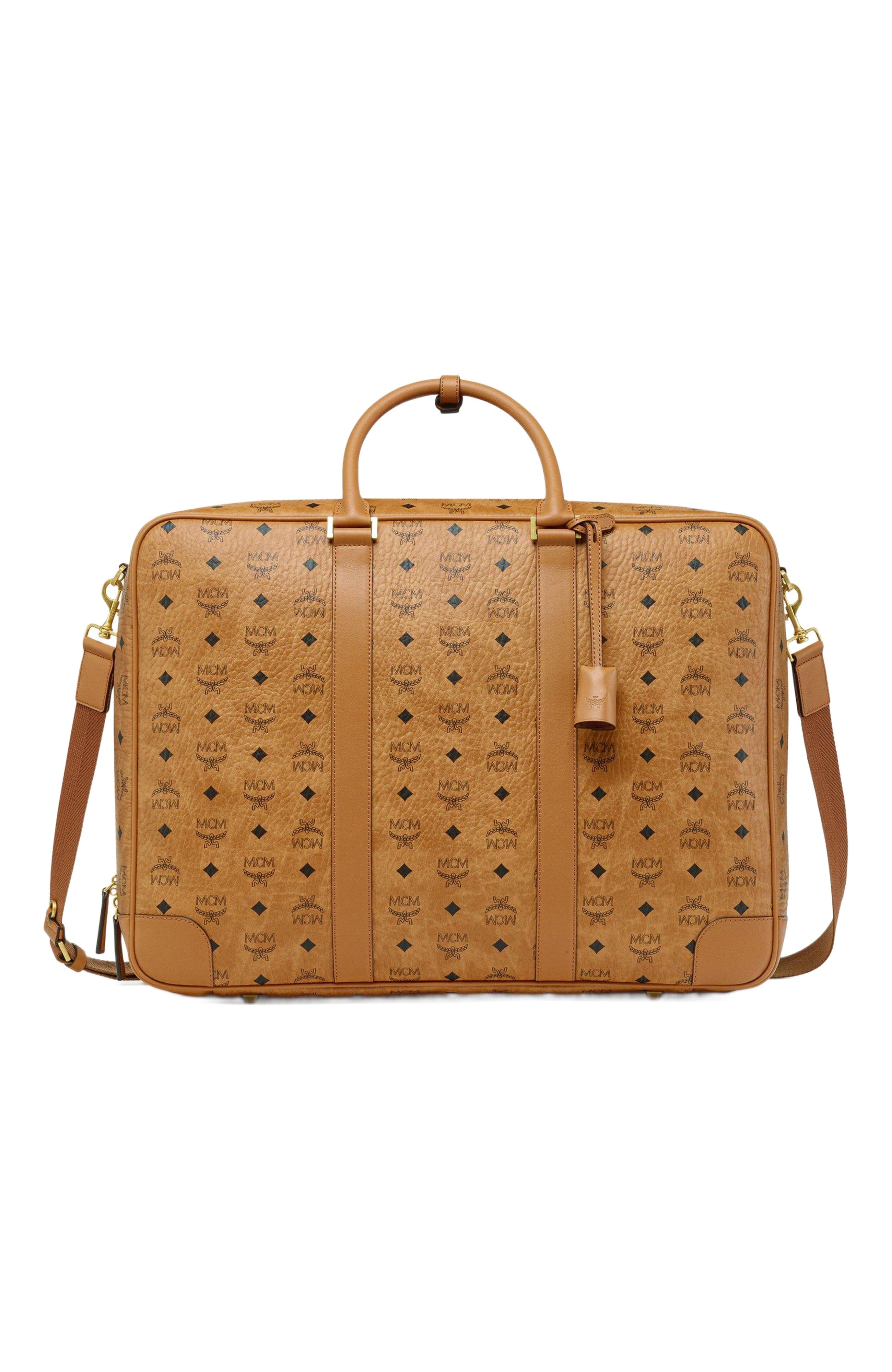 MCM Ottomar Suitcase in Visetos, Main, color, Cognac