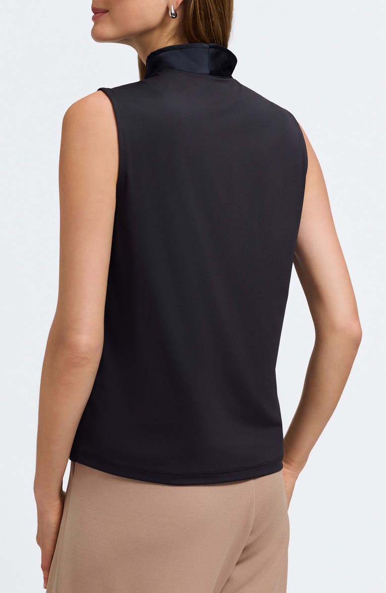 Foxcroft Tammy Glow Sleeveless Satin Top, Alternate, color, Black