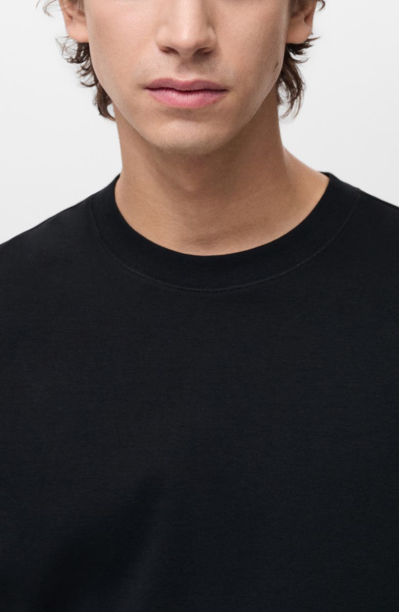 MANGO Regular Fit Medium Weight Cotton T-Shirt, Alternate, color, Black